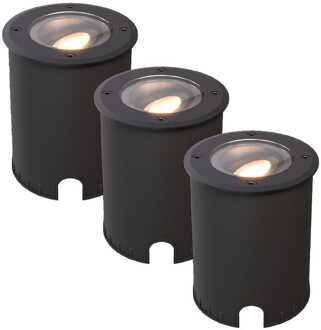 Set van 3 Lilly dimbare LED Grondspot - Kantelbaar - Overrijdbaar - Rond - 2700K warm wit - IP67 waterdicht - 3 jaar garantie - Zwart