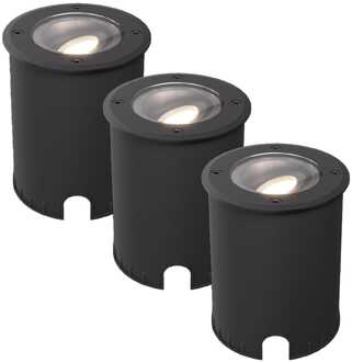 Set van 3 Lilly dimbare LED Grondspot - Kantelbaar - Overrijdbaar - Rond - 4000K neutraal wit - IP67 waterdicht - 3 jaar garantie - Zwart