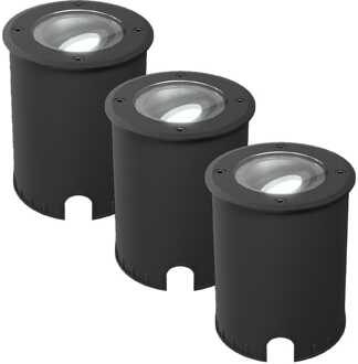 Set van 3 Lilly dimbare LED Grondspot - Kantelbaar - Overrijdbaar - Rond - 6500K daglicht wit - IP67 waterdicht - 3 jaar garantie - Zwart
