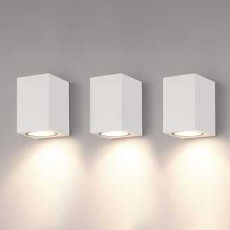 Set van 3 Marion - LED Wandlampen - 4 Watt 345 Lumen - 4000K Neutraal wit - GU10 - Dimbaar - IP64 Waterdicht - Voor binnen en buiten - Wit