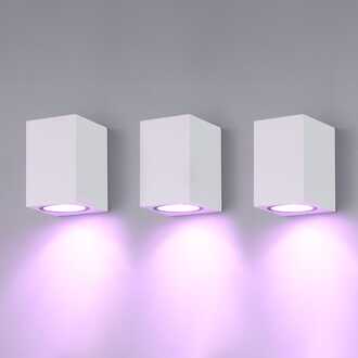 Set van 3 Marion - Smart WiFi+Bluetooth LED wandlampen kubus - Incl. 5,5 Watt RGBWW GU10 spot - IP65 - Wit - Binnen en buiten - 3 jaar garantie