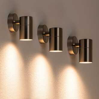 Set van 3 Mason - LED Wandlampen - 4 Watt 345 lumen - 2700K Warm wit - GU10 - Dimbaar - IP44 waterdicht - Industriële wandlamp - Voor binnen en buiten - RVS