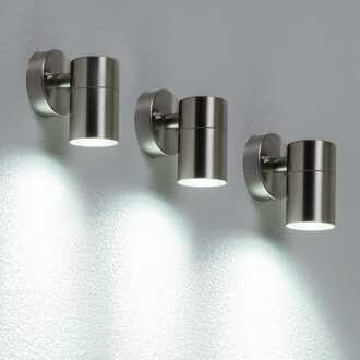 Set van 3 Mason - LED Wandlampen - 4 Watt 345 Lumen - 6500K daglicht wit - GU10 - Dimbaar - IP44 waterdicht - Industriële wandlamp - Voor binnen en buiten - RVS