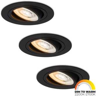 Set van 3 Miro LED inbouwspot - Extra plat 58mm - 3,8W 220lm - GU10 LED Module - Dim to warm - Dimbaar Kantelbaar - Rond - Voor binnen - Zwart