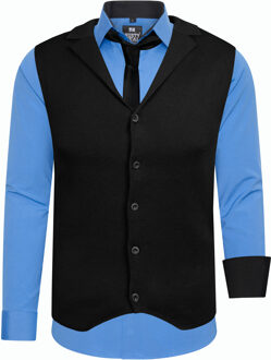 Set van 3 overhemden met vest en stropdas Blauw - 2XL