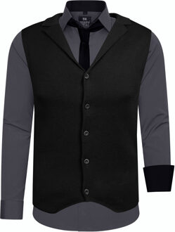 Set van 3 overhemden met vest en stropdas Donkergrijs - 3XL