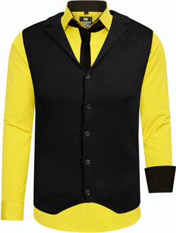 Set van 3 overhemden met vest en stropdas Geel - 2XL