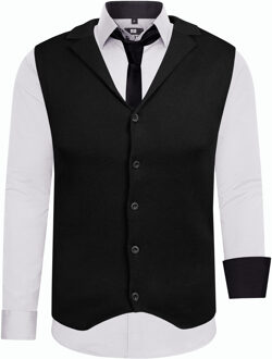 Set van 3 overhemden met vest en stropdas Grijs - 6XL