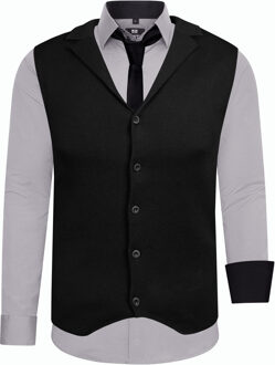Set van 3 overhemden met vest en stropdas Grijs - 6XL