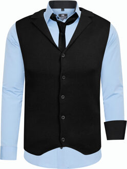 Set van 3 overhemden met vest en stropdas Lichtblauw - XL