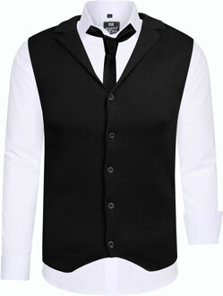 Set van 3 overhemden met vest en stropdas Wit - 4XL