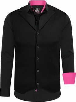 Set van 3 overhemden met vest en stropdas Zwart - 3XL