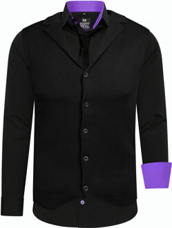 Set van 3 overhemden met vest en stropdas Zwart - 6XL