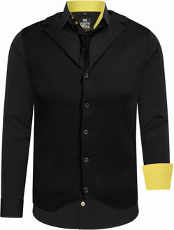 Set van 3 overhemden met vest en stropdas Zwart - L