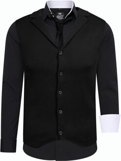 Set van 3 overhemden met vest en stropdas Zwart/wit - 5XL