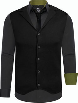 Set van 3 overhemden met vest en stropdas Zwart