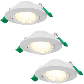 Set van 3 Prado dimbare LED-inbouwspots - 6 watt 570 lumen - CCT instelbare lichtkleur 2700K/4000K/6000K - Lage inbouwdiepte 25 mm - Rond - IP20 voor gebruik binnenshuis - Wit