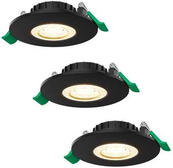 Set van 3 Prado dimbare LED Inbouwspots - 6 watt 570 lumen - CCT instelbare lichtkleur 2700K/4000K/6000K - Lage inbouwdiepte 25 mm - Rond - IP44 voor binnen en buiten - Zwart