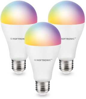 Set van 3 Smart E27 lampen - A65 vorm - 14 Watt 1400 lumen - RGBWW - Wifi & Bluetooth - Bestuurbaar via app - Google Home, Amazon Alexa en Siri - Smart lampen Wit
