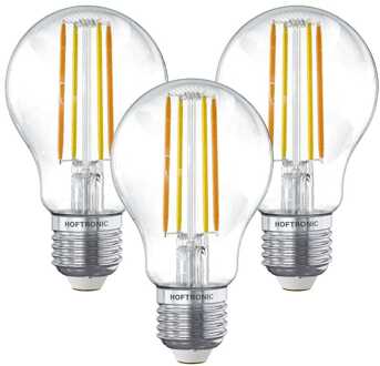 Set van 3 Smart E27 LED Filament Lampen - 7 Watt 806 Lumen - A60 Clear - 1800-3000K - Dimbaar Transparant