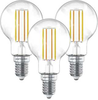 Set van 3 Smart WiFi LED Filament lamp - E14 Fitting - 4,9 Watt 470 Lumen - P45 - E14 fitting - Zilveren fitting - 1800-3000K Dimbaar - Smart Gloeilampen Transparant