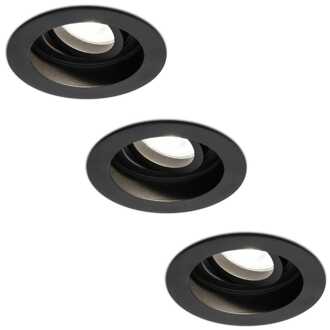 Set van 3 stuks dimbare LED inbouwspot Laredo 5 Watt 4000K zwart kantelbaar IP20