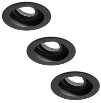 Set van 3 stuks dimbare LED inbouwspot Laredo 5 Watt 6400K zwart kantelbaar IP20