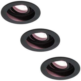 Set van 3 stuks smart WiFi LED Inbouwspots Laredo zwart 5 Watt RGBWW kantelbaar IP20