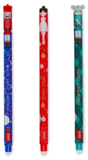 set van 3 uitwisbare gelpennen - kerst 2025