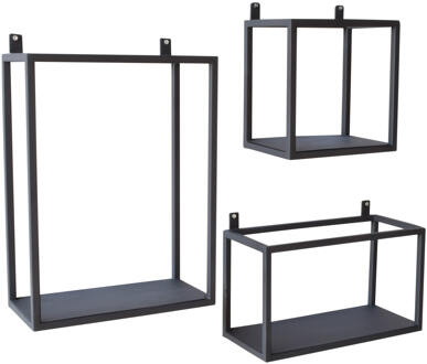 Set van 3 wandboxes vintage black Zwart