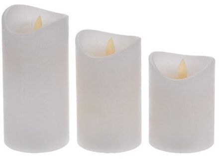 Set van 3 witte led stompkaarsen met afstandsbediening