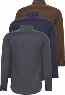 Set van 3 zakelijke overhemden Veelkleurig