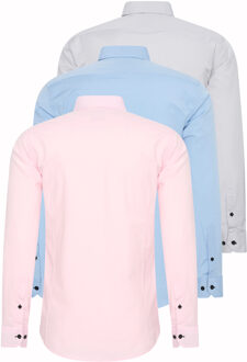 Set van 3 zakelijke overhemden Veelkleurig