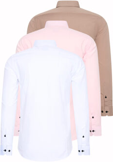 Set van 3 zakelijke overhemden Veelkleurig