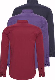 Set van 3 zakelijke overhemden Veelkleurig