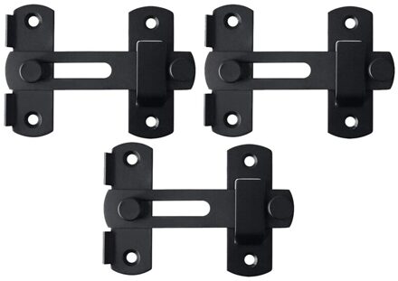 Set Van 3, Zwart Flip Klink Poort Vergrendelingen Roestvrij Stalen Schuifdeuren Veiligheid Deur Bolt Klink Voor Gate Kast