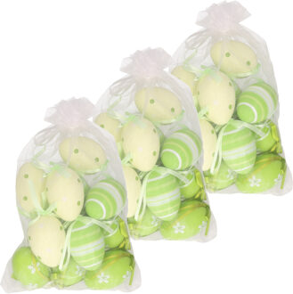 Set van 36x stuks paaseitjes groen in organza zakje 6 cm
