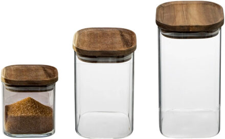 Set van 3x keuken voorraadbussen/potten glas 0.6-1.0-1.3 Liter inhoud - Voorraadpot Transparant