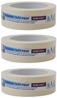 Set van 3x Schilderstape/maskeertape 38 mm x 50 m - Afplaktape