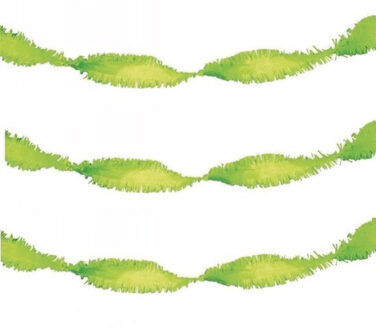 Set van 3x stuks crepe papier slingers lime groen van 6 meter