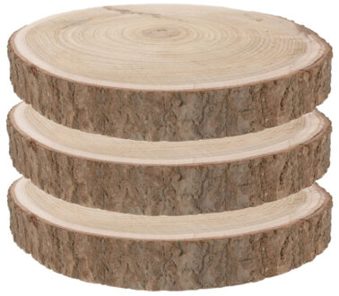 Set van 3x stuks decoratie paulowna houten boomschijf dia 29-34 cm - kaarsenbord/kaarsenplateau