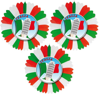 Set van 3x stuks decoratie waaier thema vlag Italie van 60 cm van papier