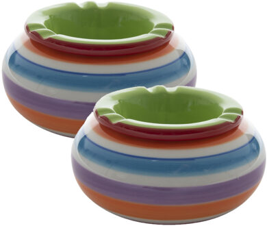 Set van 3x stuks dolomite keramiek storm asbakken groen 11.5 x 6.5 cm