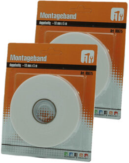 Set van 3x stuks dubbelzijdig montagetape op rol voor spiegels en tegels 18 mm x 5 m