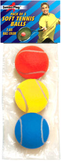 Set van 3x stuks gekleurde soft foam tennisballen 7 cm - Tennisballen Multikleur