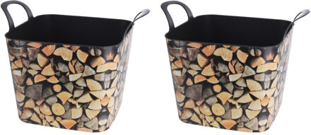 Set van 3x stuks haardblokken/houtblokken opberg emmer 53 x 40 x 38 cm