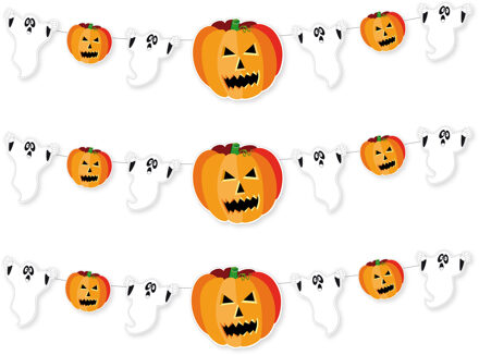 Set van 3x stuks halloween/horror thema spoken/pompoenen slinger 1,6 meter