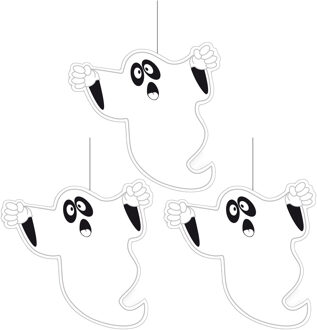 Set van 3x stuks halloween thema hangende spook/geest decoratie 20 cm