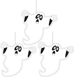 Set van 3x stuks halloween thema hangende spook/geest decoratie wit 30 cm