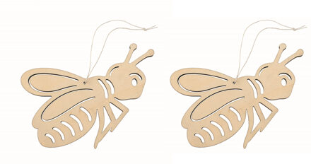 Set van 3x stuks houten decoratie hangers van een honingbij van 12 x 17 cm - Dieren/lente/zomer decoraties